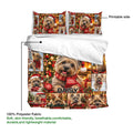 Cairn Terrier Christmas duvet cover bedding set shown with printed side and lightweight polyester fabric detail