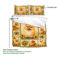 Pomeranian duvet cover set showing the printable side and lightweight polyester fabric detail