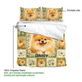 Pomeranian duvet cover bedding set showing the printed side, lightweight fabric, and repeating floral dog design