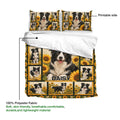 Border Collie duvet cover and matching pillowcases featuring sunflower panels and soft fabric details