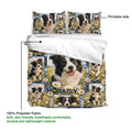 Border Collie duvet cover bedding set shown with printable artwork and a floral dog portrait design
