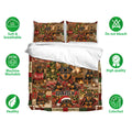 Miniature Pinscher Christmas bedding set shown with matching pillowcases and soft breathable fabric icons