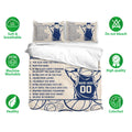 Basketball bedding set displayed with matching pillowcases, motivational artwork, and soft breathable fabric features