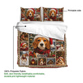Beagle holiday duvet cover set shown open with a printable festive design and matching pillowcases