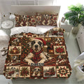 Great Dane holiday duvet cover bedding set displayed in a bright bedroom with matching pillowcases and Christmas artwork