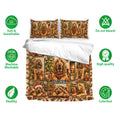 Bloodhound Christmas duvet cover and pillowcases shown with soft breathable fabric and care feature icons