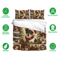 Rat Terrier Christmas bedding set shown with matching pillowcases and a festive collage of holiday dog artwork
