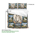 Horse duvet cover bedding set showing the printed side, floral horse artwork, and lightweight polyester fabric