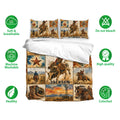 Rodeo duvet cover bedding set with matching pillowcases, Western artwork, and soft breathable fabric features