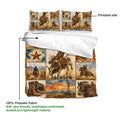 Rodeo bedding set showing the printed side, Western artwork, and lightweight 100% polyester fabric