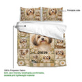 Havanese dog duvet cover bedding set with floral artwork, printable side detail, and lightweight fabric callout