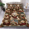 Havanese Christmas duvet cover set with festive dogs, tartan accents, wreaths and holiday bedroom styling