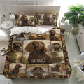Boykin Spaniel bedding set in a bright bedroom featuring marsh landscapes, puppies, waterfowl, and rich brown tones