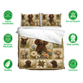 Boykin Spaniel bedding set shown with matching pillowcases and soft, breathable fabric feature icons