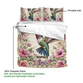 Hummingbird duvet cover set showing the printable floral design and soft polyester fabric detail