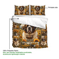 Saint Bernard duvet cover with matching pillowcases and a rustic sunflower artwork layout