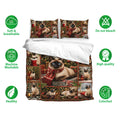 Siamese cat bedding set with festive collage artwork, matching pillowcases and soft breathable fabric feature icons