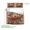 Hedgehog Christmas duvet cover set showing the printed side, white reverse, and soft polyester fabric