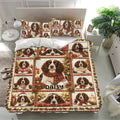 Christmas English Springer Spaniel duvet cover set with matching pillowcases in a bright modern bedroom