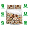 English Springer Spaniel bedding set displayed with matching pillowcases and soft, breathable fabric features