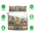 Greyhound bedding set shown with matching pillowcases and floral artwork in navy, cream, blue, and gold