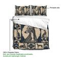 Greyhound duvet cover and matching pillowcases shown with a printable artwork side and polyester fabric callout