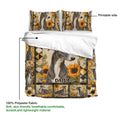 Greyhound duvet cover bedding set showing the printed side with patchwork panels and floral details