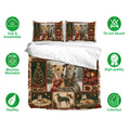 Greyhound Christmas bedding set shown with matching pillowcases and a festive green, red, and cream design