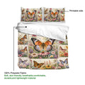 Butterfly duvet cover set showing printed artwork, fabric detail, and a floral garden design