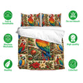 Parrot Christmas duvet cover set with matching pillowcases, soft breathable fabric, and festive bedroom styling