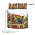 Parrot Christmas duvet cover bedding set showing the printable side and colorful festive artwork