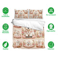 Maltese dog bedding set displayed with matching pillowcases and soft, breathable fabric icons