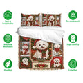 Maltese dog Christmas bedding set with matching pillowcases and festive artwork
