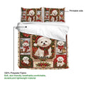 Maltese Christmas dog duvet cover set showing printable artwork and soft fabric