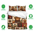 Highland cow bedding set with matching pillowcases, festive artwork, and soft breathable design
