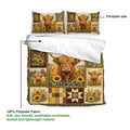 Highland cow duvet cover set showing the printed front and soft polyester fabric