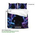 DJ duvet cover bedding set detail showing the printed side and vivid nightclub-inspired turntable design