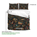 DJ duvet cover bedding set showing the printed side, soft polyester fabric, and detailed music equipment design