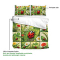 Ladybug duvet cover set detail showing the printed floral artwork and lightweight polyester fabric