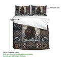 Viking duvet cover set product guide showing the printed side and soft 100% polyester fabric