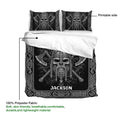 Viking duvet cover set product guide showing the printable side and soft polyester fabric with Norse artwork