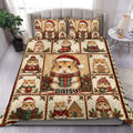Christmas hamster duvet cover bedding set displayed on a bed with matching festive pillowcases