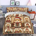 Christmas hamster duvet cover styled in a bedroom with cozy holiday artwork and festive colors