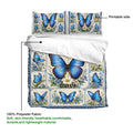 Butterfly duvet cover bedding set displayed with blue floral artwork and soft fabric details