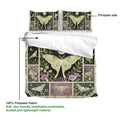 Butterfly duvet cover bedding set showing the printed side, floral border, and pale green moth artwork