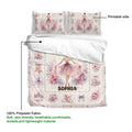 Ballet duvet cover detail showing watercolor dancer artwork, floral accents, and a lightweight fabric design