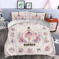 Ballet bedroom decor with a floral ballerina duvet cover set styled in an elegant bedroom