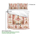 Ballet duvet cover bedding set showing the printable side, pink ballerina collage design, and lightweight fabric detail