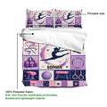 Gymnastic duvet cover set showing a printable artwork surface with gymnast and apparatus collage design