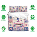 Gymnastics duvet cover bedding set with floral artwork, pastel colors, and breathable bedding features